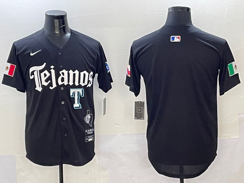 Men Texas Rangers Blank Black Five generations Joint Name 2025 Nike MLB Jersey style 3
